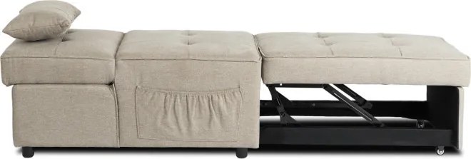 Fotel Wypoczynkowy Rozkładany IBERIS 67 cm Beżowy Tapicerowany Nowoczesny