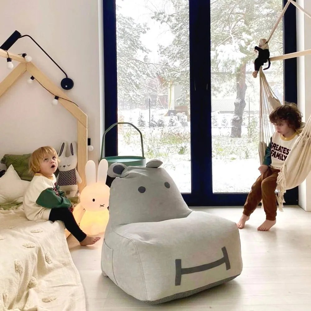 Jasnoszary dziecięcy worek do siedzenia Hippo – The Brooklyn Kids