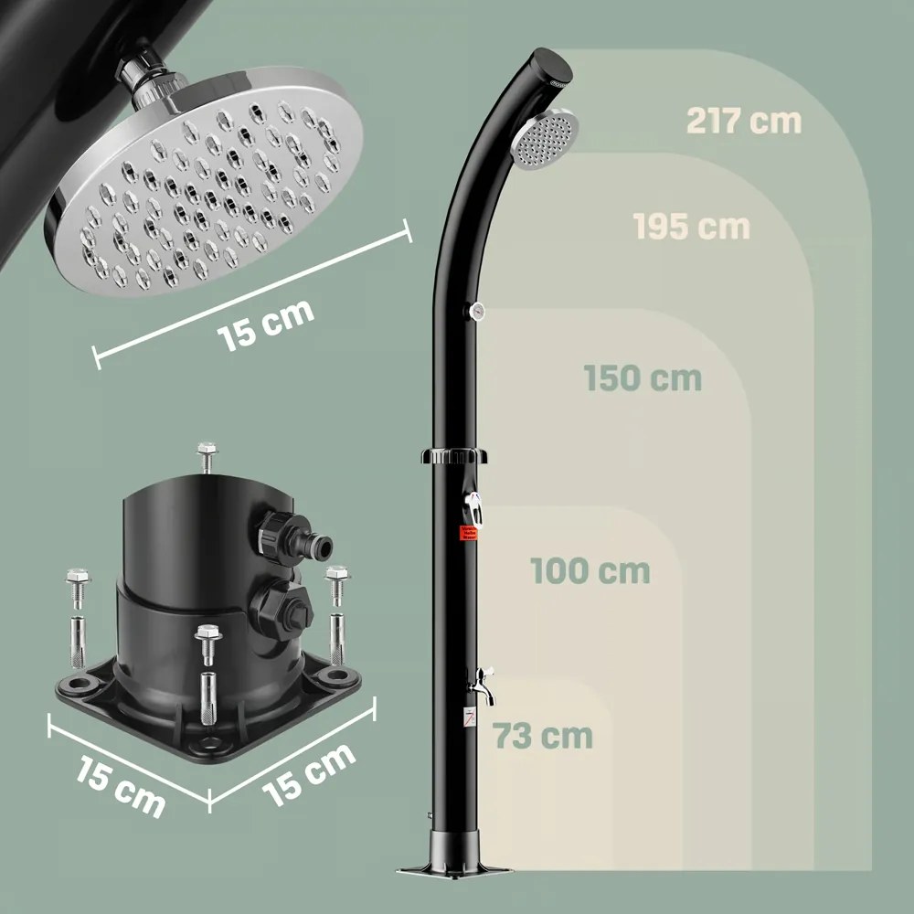 Prysznic solarny BOW, 20l, czarny Monzana