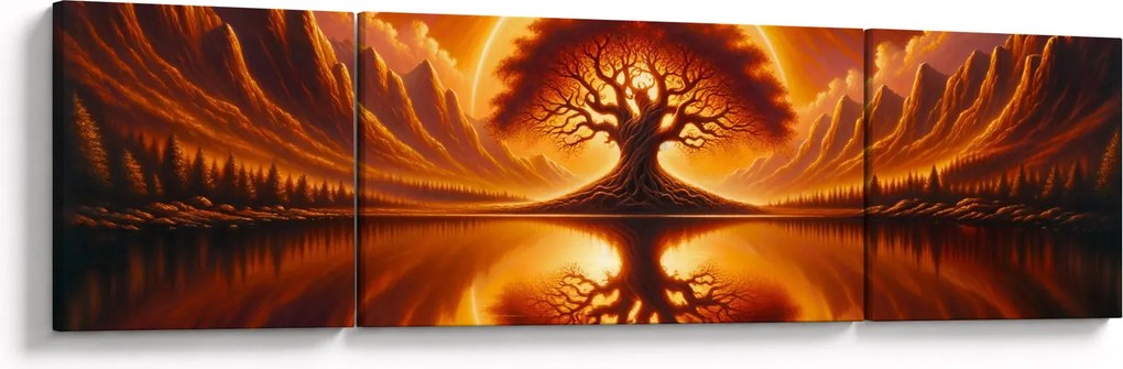 Obraz – Drzewo w krwawym słońcu (170x50 cm)