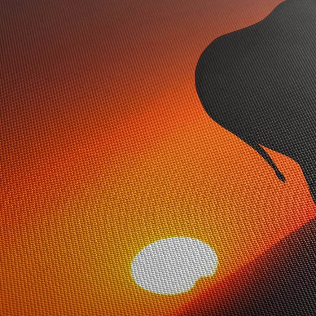 Obraz słonia o zachodzie słońca (z zegarem) (90x30 cm)