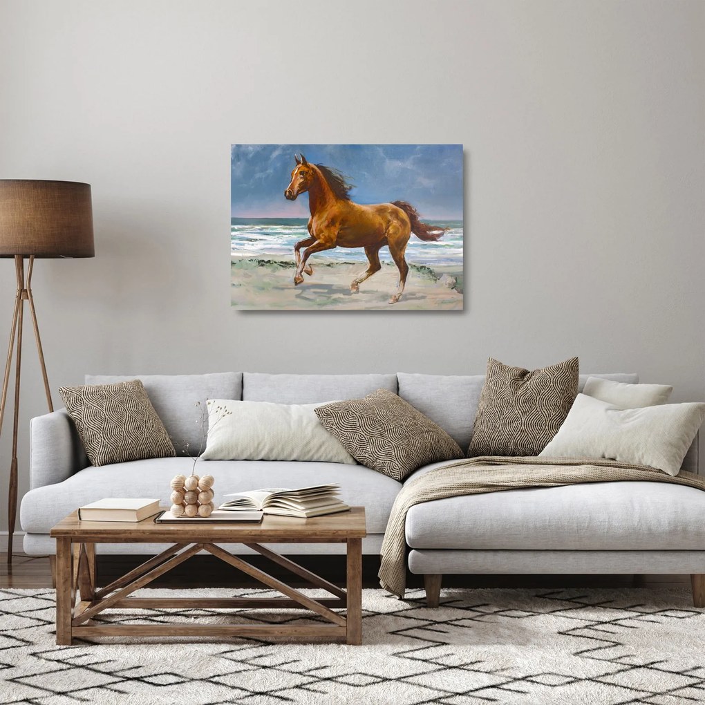 Obraz na szkle konia na plaży (70x50 cm)
