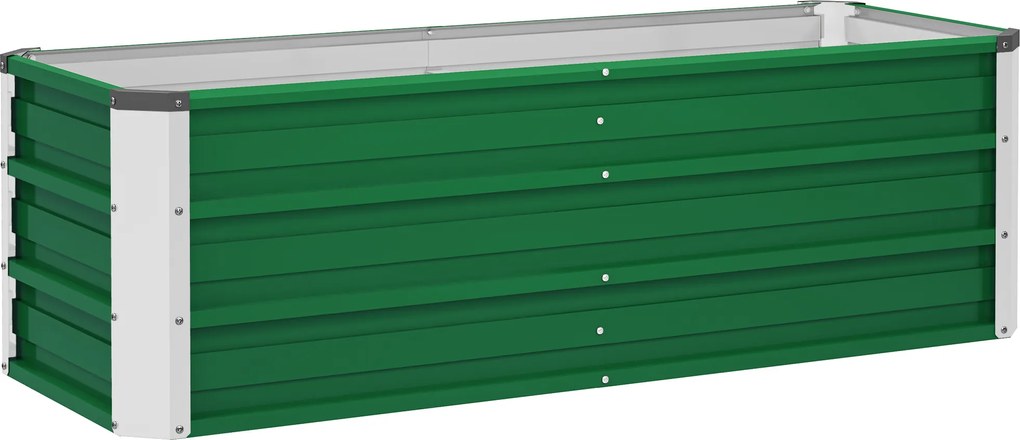 Outsunny Metalowe Łóżko Ogrodowe z 2 Obszarami Upraw Zielone 125x47x40cm Łatwy Montaż z Otwartym Dołem | Aosom PL