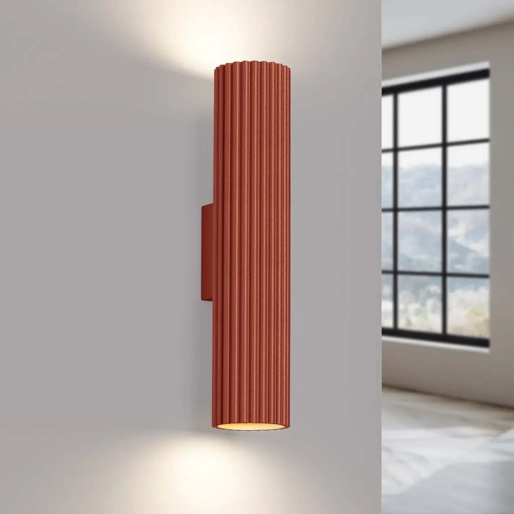 Kinkiet KARBON 30 ochra czerwona ryflowany SOLLUX  LIGHTING