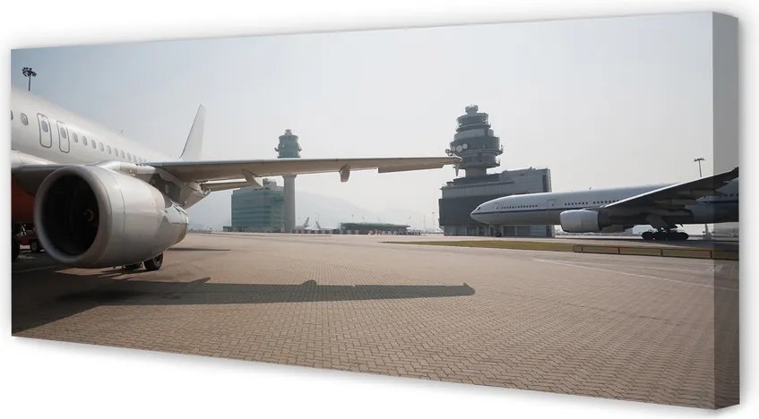 Obraz na płótnie Samolot na Tle Lotniska