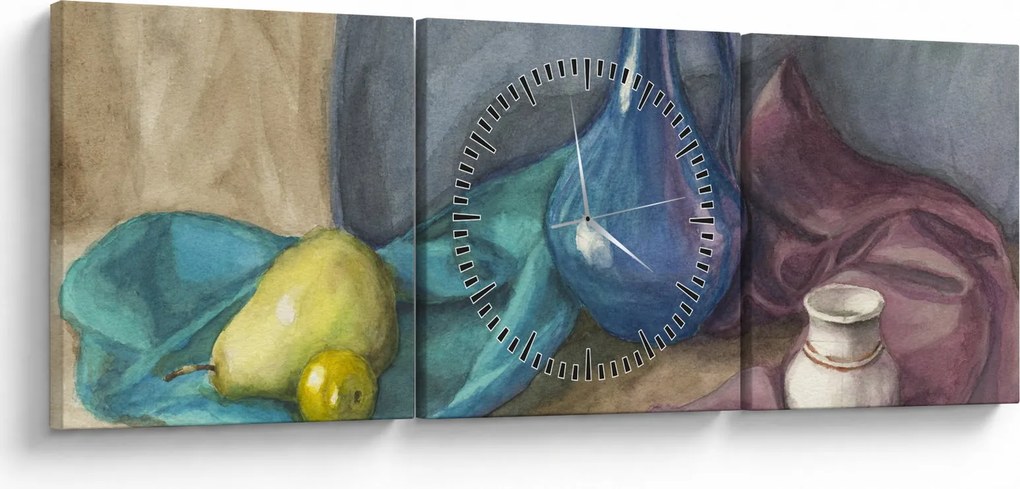 Obraz - Malowana martwa natura (z zegarem) (90x30 cm)