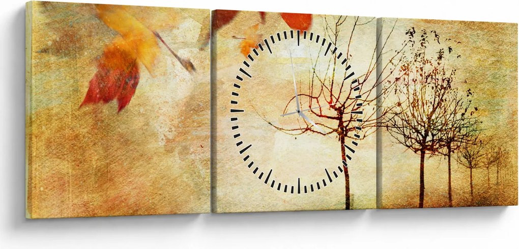 Obraz - Jesienny nastrój (z zegarem) (90x30 cm)