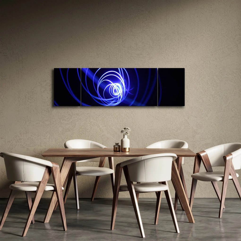 Obraz niebieskich spiral (170x50 cm)