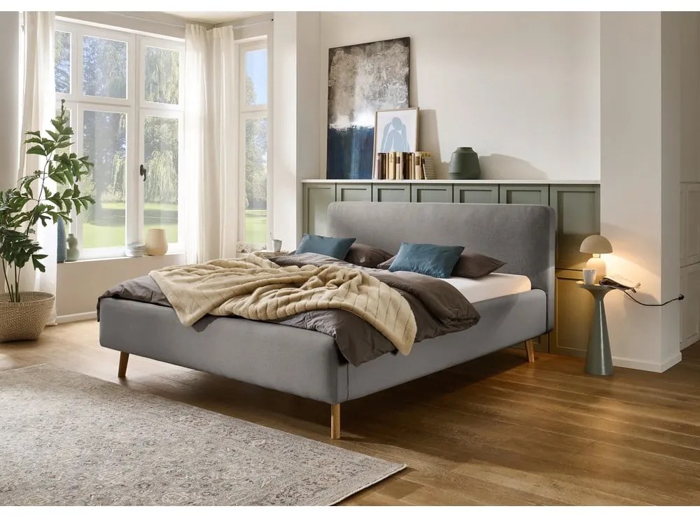 Szare tapicerowane łóżko dwuosobowe bez stelaża 180x200 cm Mattis – Meise Möbel