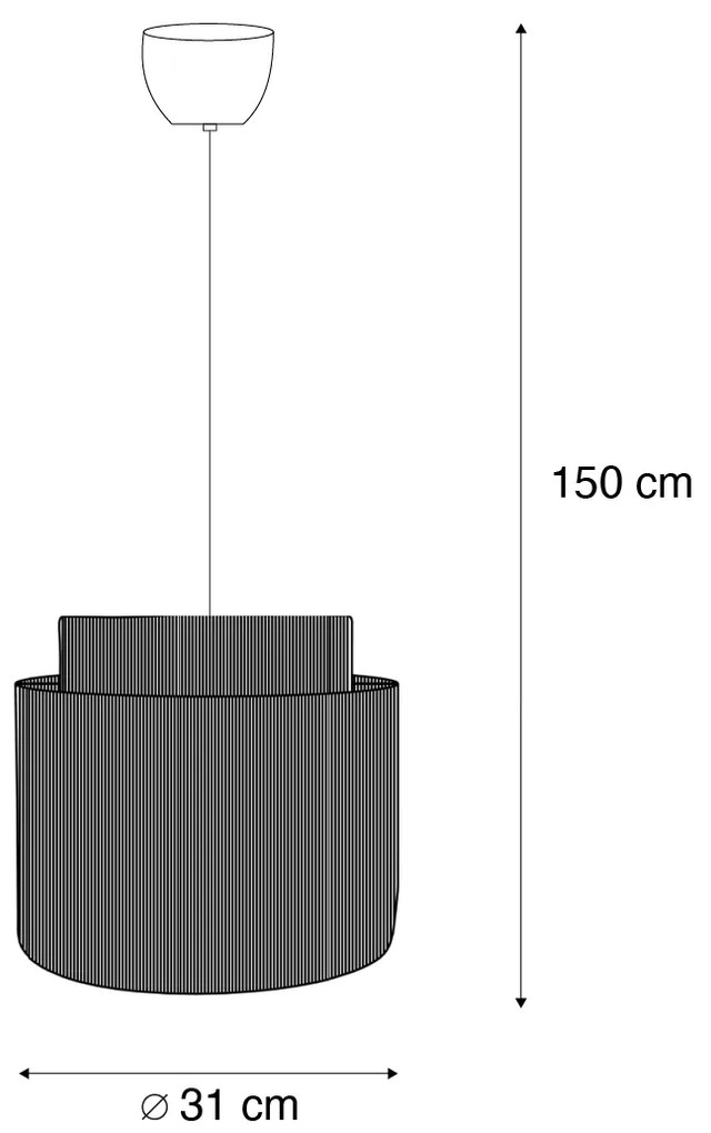 Lampa wisząca Japandi czarna z brązowym sznurem 31 cm - SmillaJapandi Oswietlenie wewnetrzne