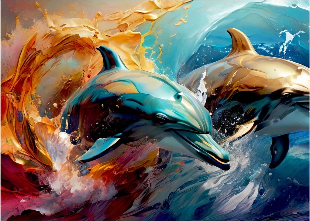 Obraz - Malowanie delfinów (70x50 cm)