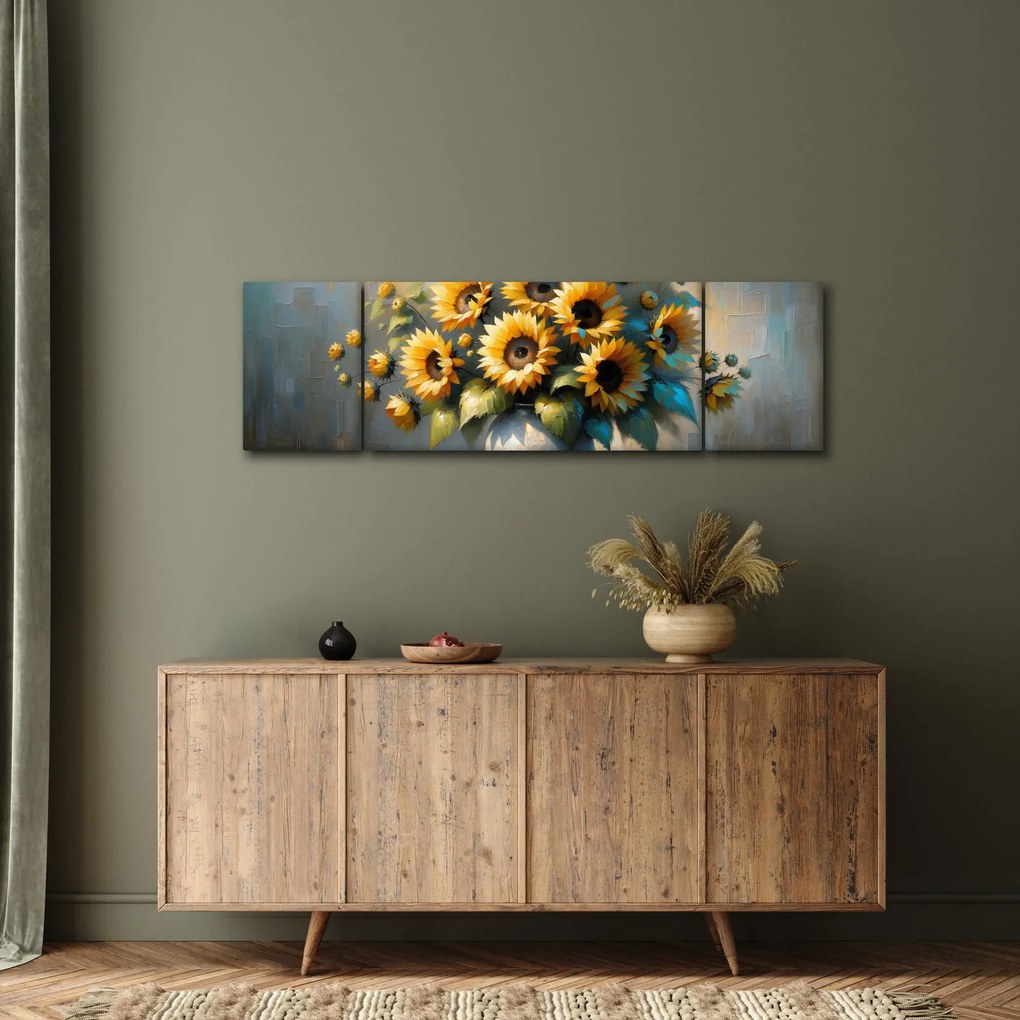 Obraz – Wazon ze słonecznikami (170x50 cm)