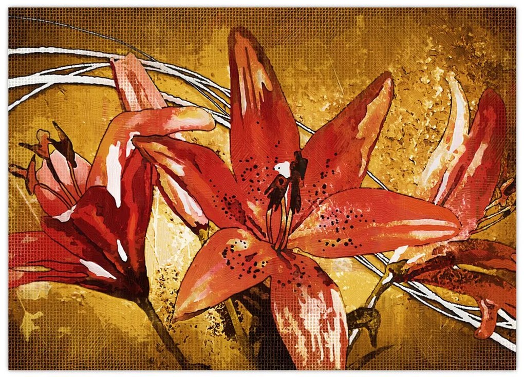 Obraz na szkle kwiatów lilii (70x50 cm)