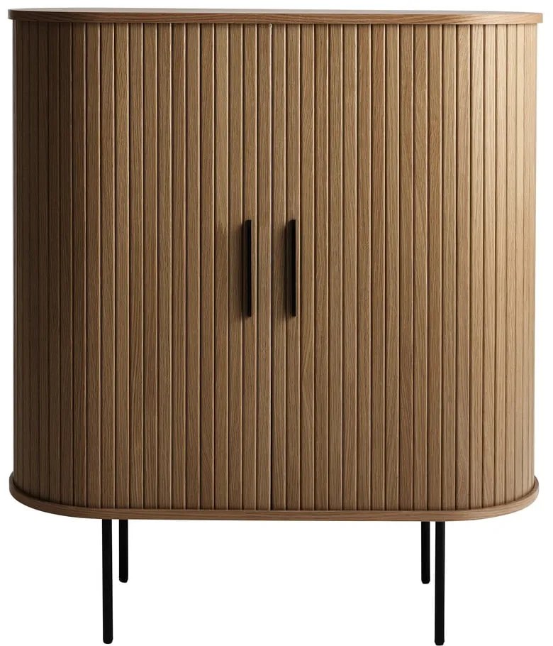 Brązowa szafka na wino w dekorze dębu z drzwiami przesuwnymi 100x118x40 cm Nola – Unique Furniture