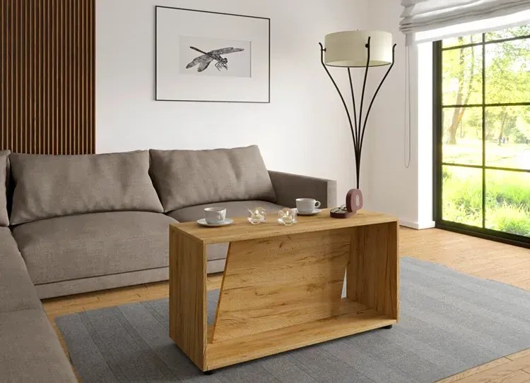 Nowoczesny stolik kawowy dąb craft - Allon 3X