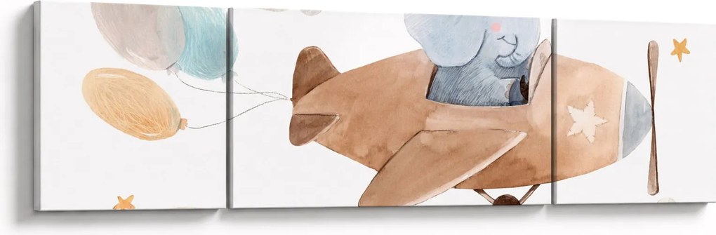 Obraz - Akwarela słoń w samolocie (170x50 cm)