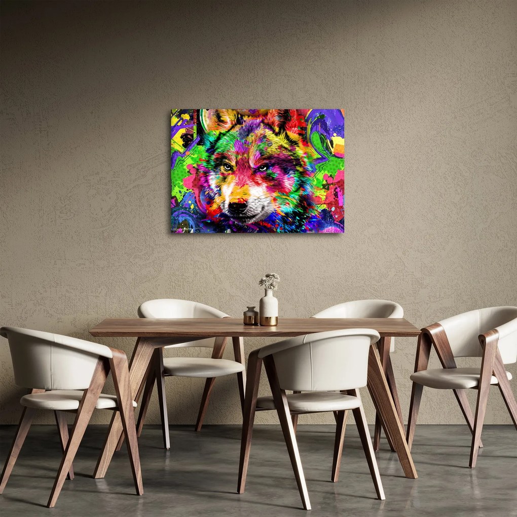 Obraz - Wilk z graffiti (70x50 cm)