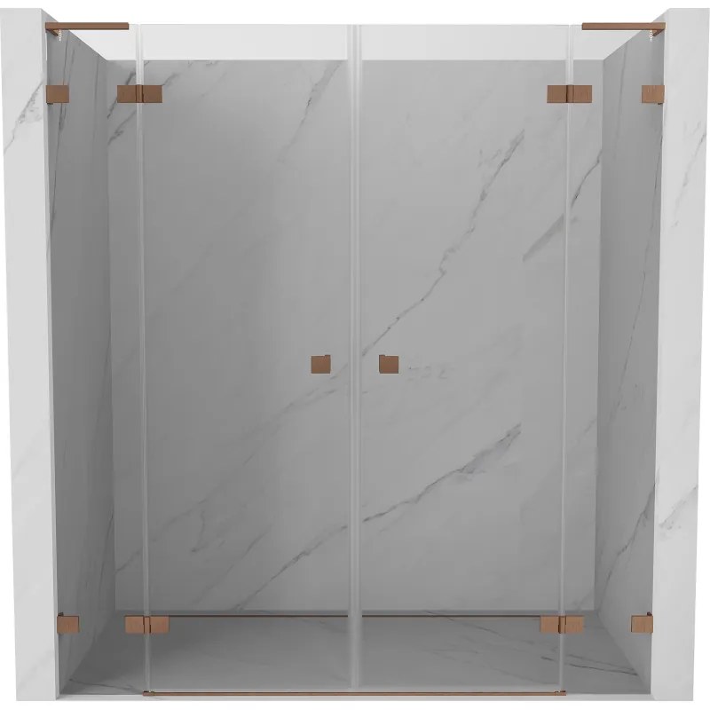 Mexen Lunar L Duo drzwi prysznicowe uchylne 180 cm, transparent, miedź szczotkowana - 834DL-180-000-65-00