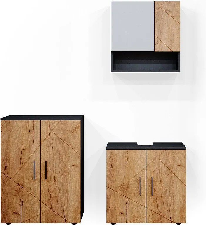 Zestaw mebli łazienkowych złoty dąb power/antracyt 80x41x58.6 irma