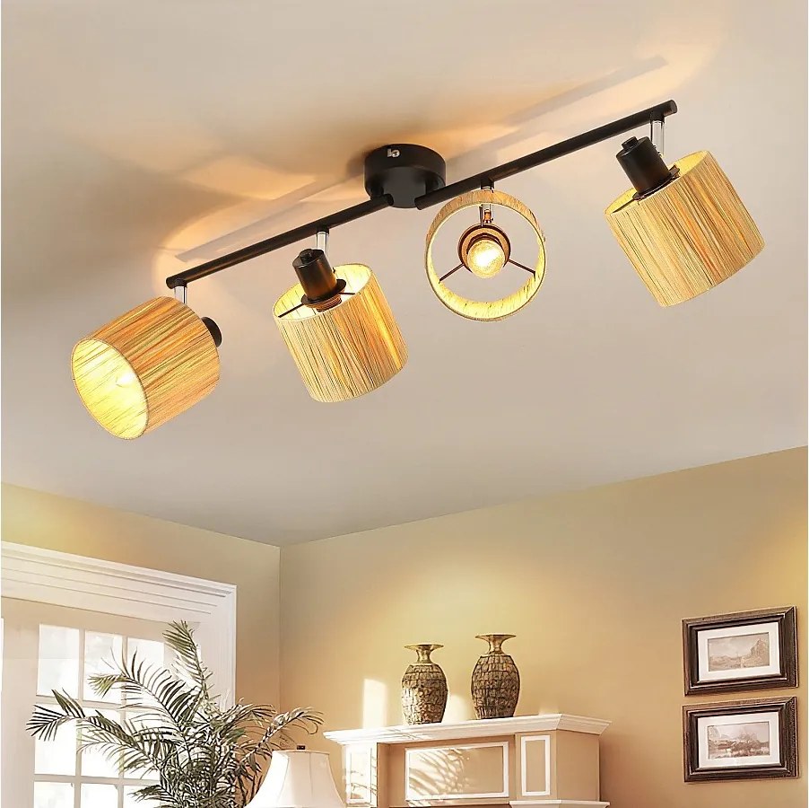 Ceiling Spot 4 Flames E14 Natural Black Ceiling Light Paper Salon