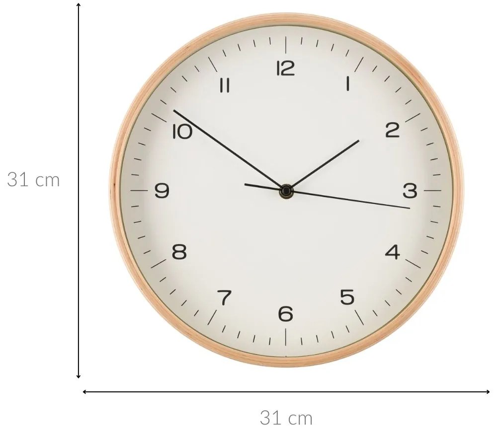 Zegar ścienny ze sklejki, Ø 31 cm