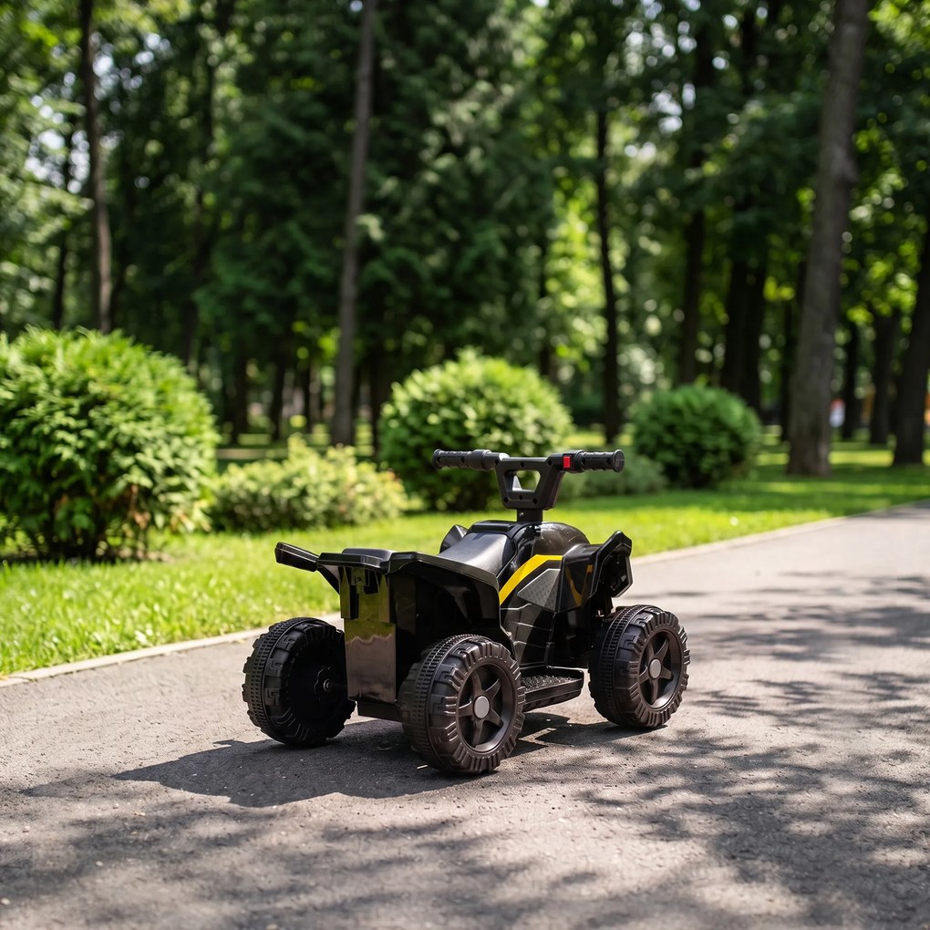 AIYAPLAY Dziecięcy quad elektryczny 6V z akumulatorem litowym, funkcja jazdy do przodu, sterowanie przyciskiem na kierownicy, 1,5–2 lata, czarny | Aosom PL