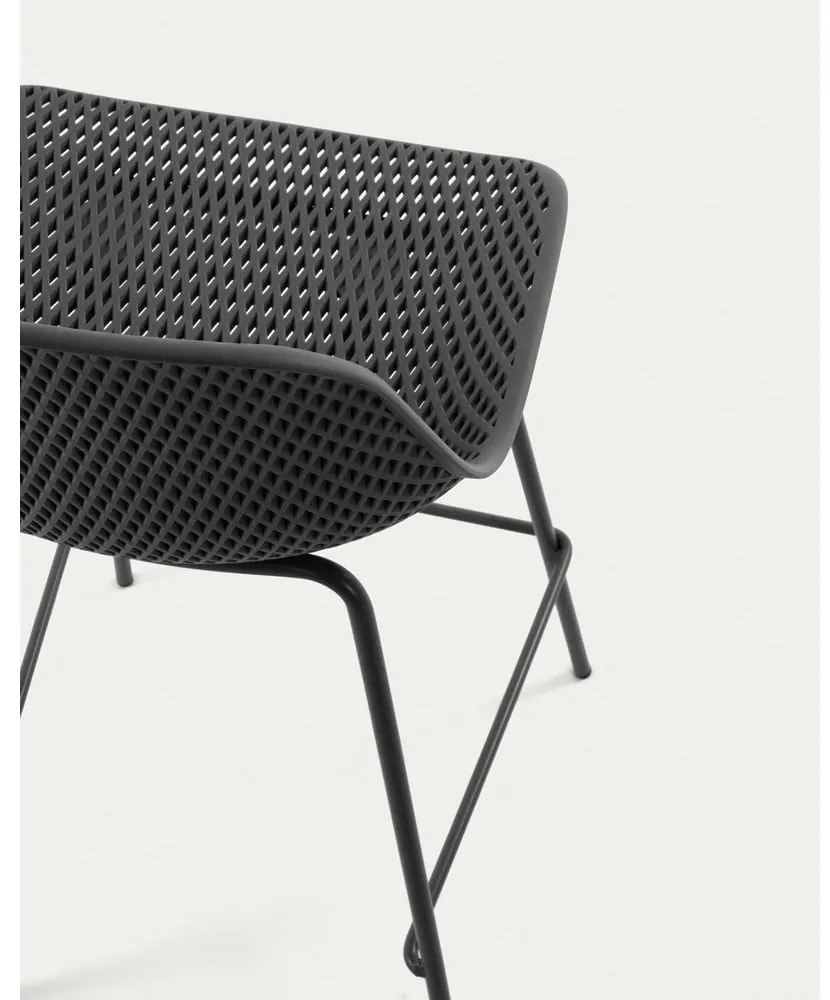 Antracytowy metalowy/plastikowy hoker ogrodowy Quinby – Kave Home