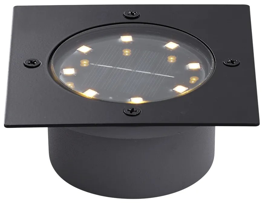 Zewnetrzna Zestaw 6 reflektorów gruntowych czarnych kwadratowych z LED IP65 solarnych - Terry Nowoczesny Oswietlenie zewnetrzne