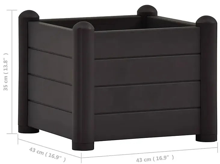 Antracytowa prostokątna donica ogrodowa W7-L10