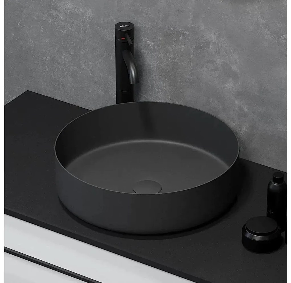 BATH DELUXE 06-040-16-02-00 - Umywalka nablatowa LJORDAL o średnicy 40 cm stal/czarna