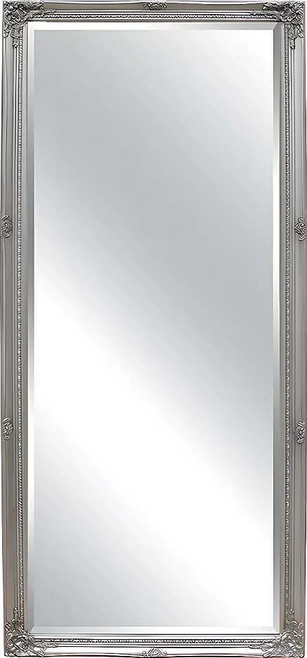 Duże lustro z listwami ELVIRE - drewno eukaliptusowe - 80 x 190 cm - Srebrne