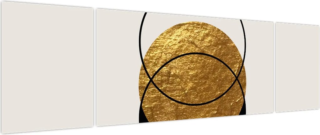 Obraz - Abstrakcja złoto-biała N⁰2 (170x50 cm)