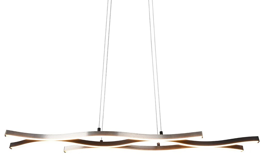 Designerska lampa wisząca czarna ze srebrnym wykończeniem z możliwością ściemniania LED - BlazeDesignerski Oswietlenie wewnetrzne