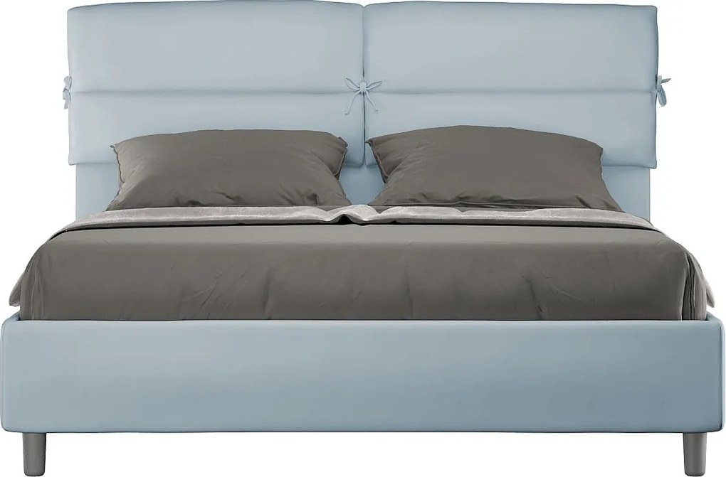 Łóżko bez stelaża tapicerowane 160x190 microfibra Błękitny Nandy