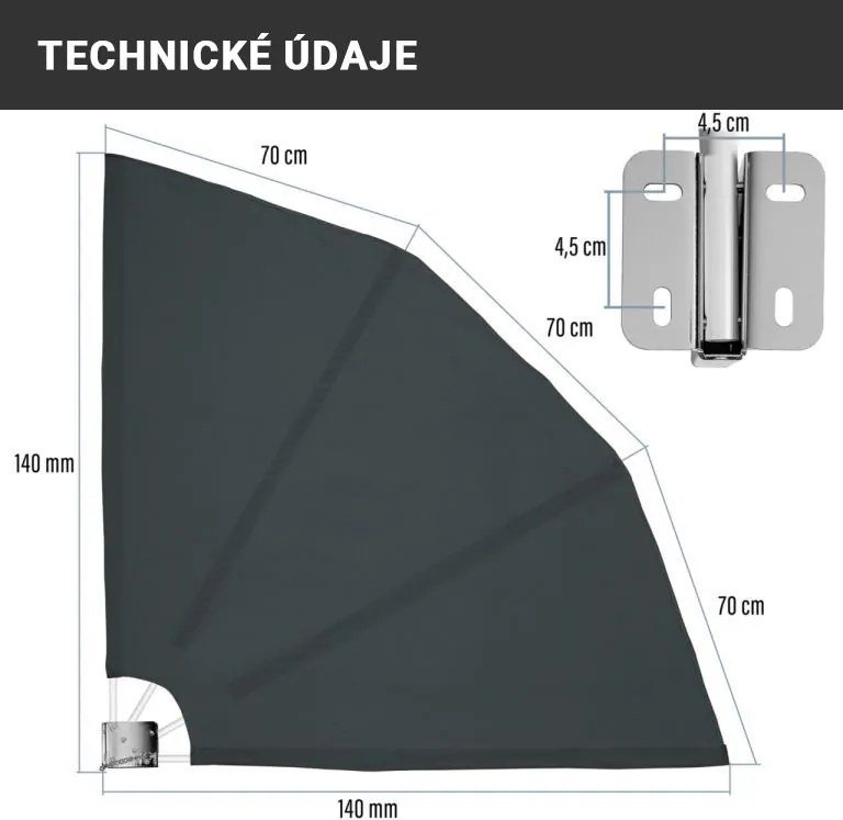 STILISTA Balkonowy parawan, 140 x 140 cm, czerwony