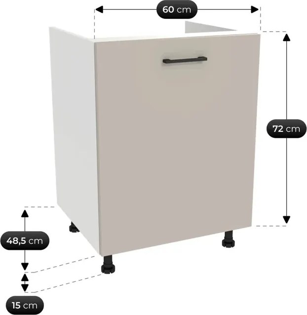 Zestaw Mebli Kuchennych MODERN 200 cm Kaszmir Ryflowany Nowoczesny