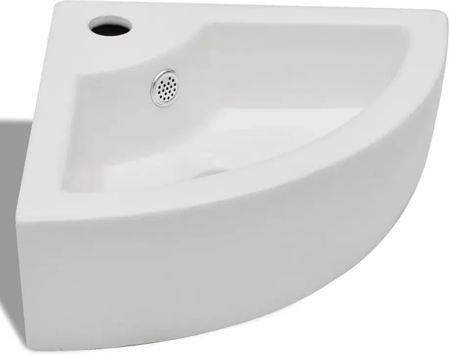 Biała narożna umywalka ceramiczna L7-C22