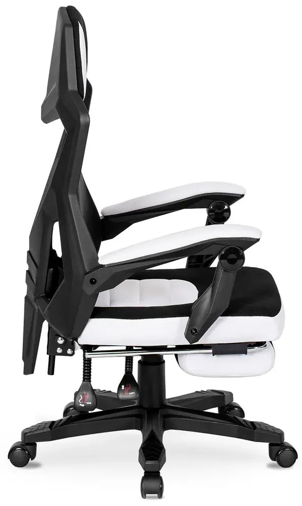 Biało-czarny ergonomiczny fotel obrotowy - Trexol