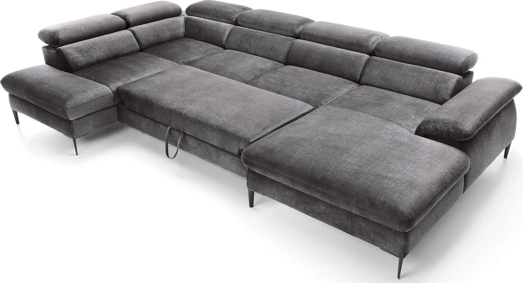 Szary duży narożnik z funkcją spania L8-R08