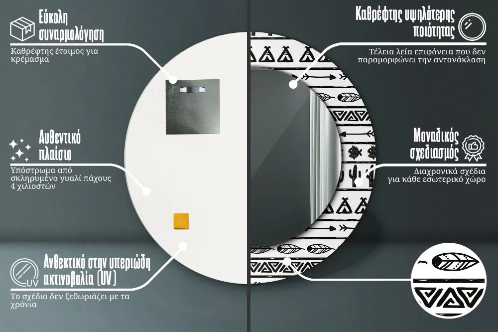 Boho minimalistyczny Lustro dekoracyjne okrągłe