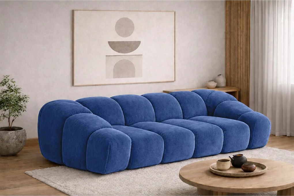 Sofa modułowa trzyosobowa, tkanina welurowa Bluvel, Atramentowy, CROISSANT