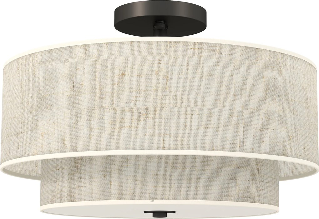 HOMCOM Lampa sufitowa, wisząca lampa z podwójnymi kloszami w lnianym stylu, kremowo-biała