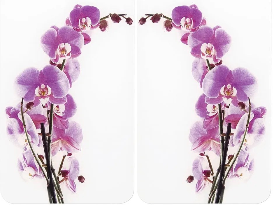 Zestaw 2 szklanych płyt ochronnych na kuchenkę Wenko Orchid, 52x30 cm