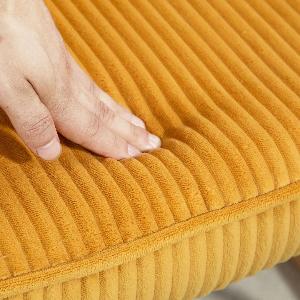 HOMCOM Krzesło bujane vintage, zakrzywione płózki, grube wypełnienie, buk &amp; stal, Żółte