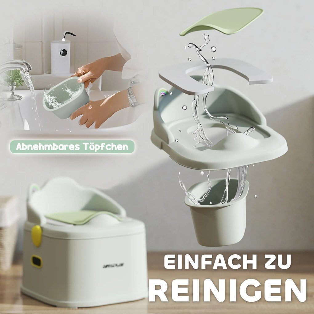 AIYAPLAY Nocnik dla dzieci 3-w-1, zdejmowany nakładka, siedzisko z ekoskóry, do 50 kg, Szary