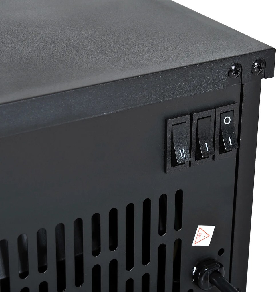HOMCOM Kominek elektryczny wolnostojący 600W 1200W czarny z efektem płomieni | Aosom PL