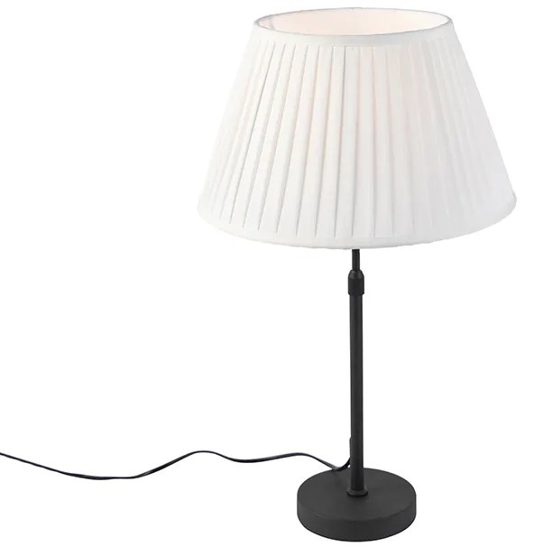 Lampa stołowa czarna z plisowanym abażurem kremowym 35 cm regulowana - ParteWiejski/ Rustykalny / Vintage Oswietlenie wewnetrzne