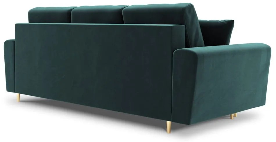 Morska aksamitna rozkładana/ze schowkiem sofa 235 cm Kyoto – Cosmopolitan Design