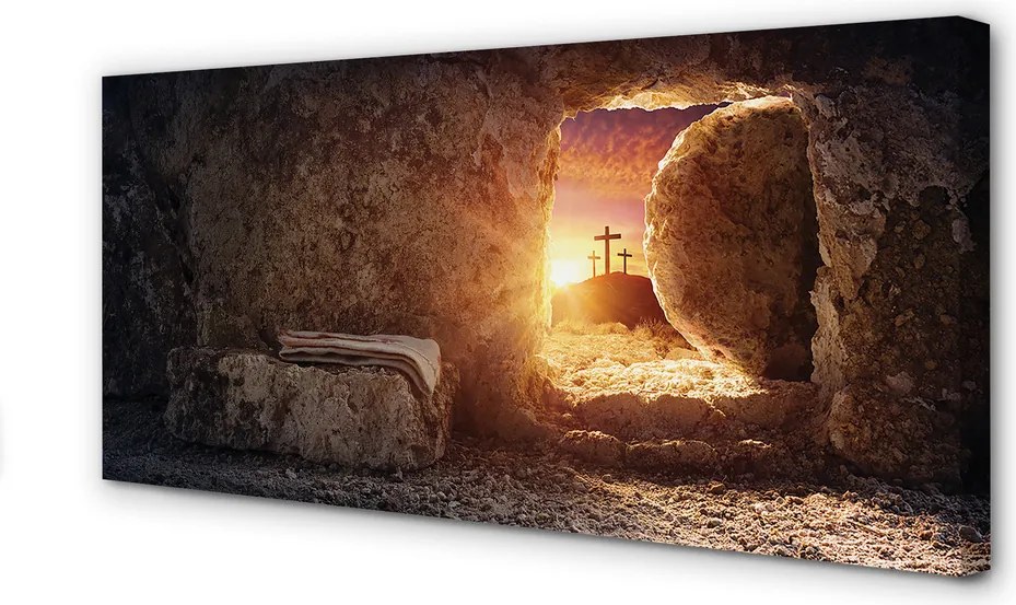 Duży obraz na płótnie Jaskinia, Krzyże i Słońce