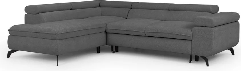 Szary narożnik z tkaniny szenilowej (lewostronny/w kształcie litery L) Marbeya – Ropez